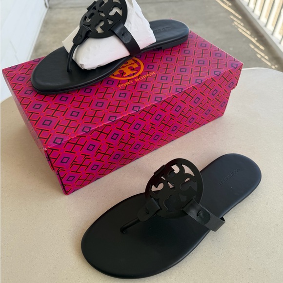 Tory Burch Shoes - NIB TORY BURCH MILLER SOFT SANDAL  LEATHER PERFECT BLACK  WOMEN SIZE 9